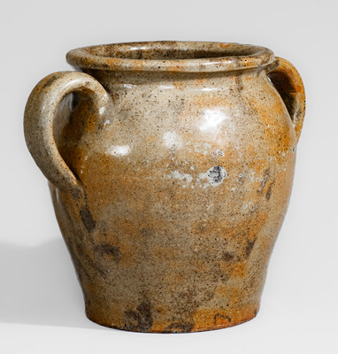 Scarce Open-Handled Edgefield District, SC Stoneware Jar, second quarter 19th century