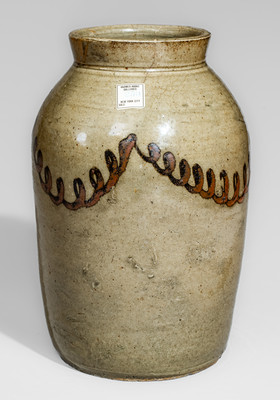 Attrib. Thomas Chandler, Kirksey's Crossroads, Edgefield District, SC Stoneware Jar w/ Iron Slip Decoration