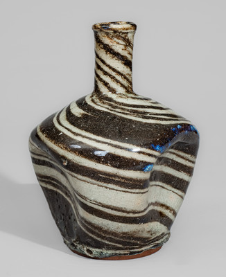 E.W. REINHARDT'S POTTERY / VALE, NC Stoneware Bottle w/ Swirl Pattern, c1940