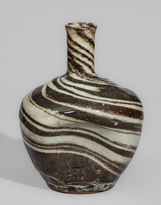 E.W. REINHARDT'S POTTERY / VALE, NC Stoneware Bottle w/ Swirl Pattern, c1940
