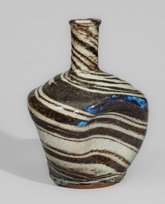 E.W. REINHARDT'S POTTERY / VALE, NC Stoneware Bottle w/ Swirl Pattern, c1940
