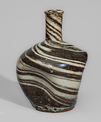 E.W. REINHARDT'S POTTERY / VALE, NC Stoneware Bottle w/ Swirl Pattern, c1940