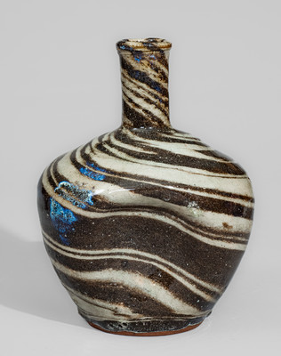 E.W. REINHARDT'S POTTERY / VALE, NC Stoneware Bottle w/ Swirl Pattern, c1940