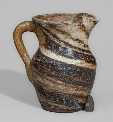 REINHARDT BROS. / VALE, NC Stoneware Pitcher w/ Swirl Pattern, c1935