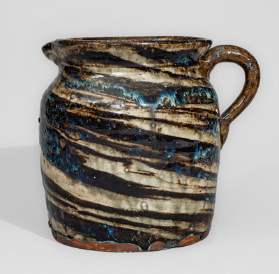 Alkaline-Glazed Stoneware Pitcher w/ Swirl Pattern, attrib. Reinhardt Brothers, Vale, NC