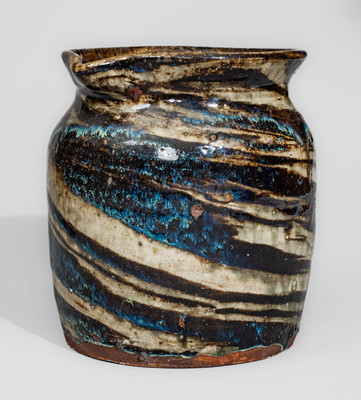Alkaline-Glazed Stoneware Pitcher w/ Swirl Pattern, attrib. Reinhardt Brothers, Vale, NC