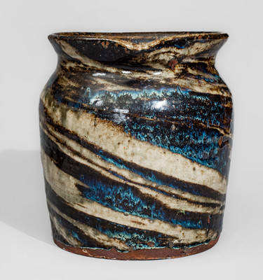 Alkaline-Glazed Stoneware Pitcher w/ Swirl Pattern, attrib. Reinhardt Brothers, Vale, NC