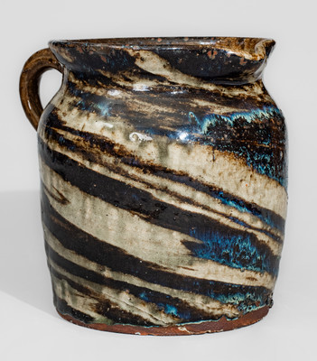 Alkaline-Glazed Stoneware Pitcher w/ Swirl Pattern, attrib. Reinhardt Brothers, Vale, NC
