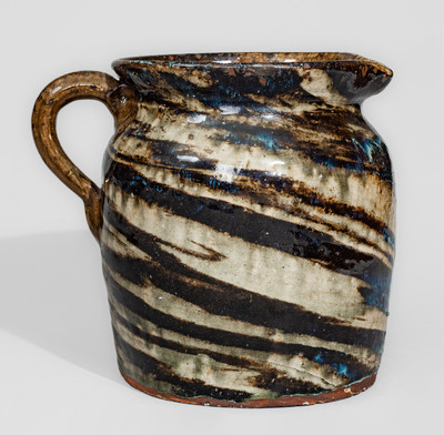Alkaline-Glazed Stoneware Pitcher w/ Swirl Pattern, attrib. Reinhardt Brothers, Vale, NC
