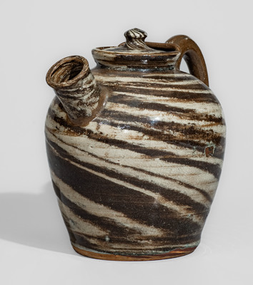 REINHARDT BROS. / VALE, NC Stoneware Teapot w/ Swirl Pattern, circa 1935