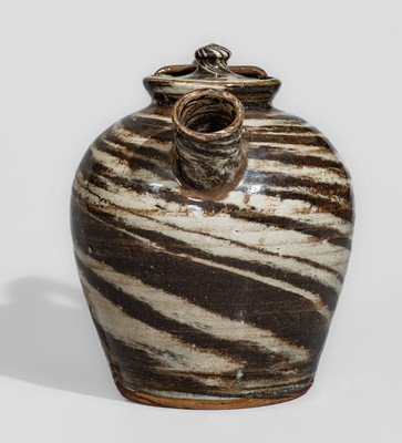 REINHARDT BROS. / VALE, NC Stoneware Teapot w/ Swirl Pattern, circa 1935