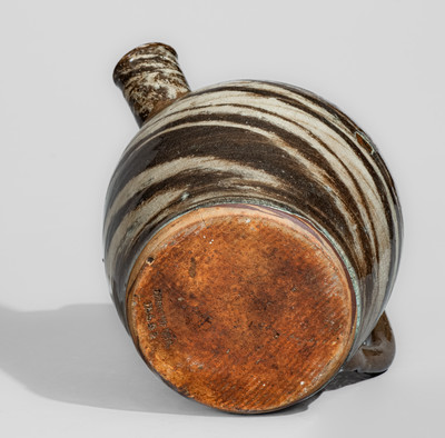 REINHARDT BROS. / VALE, NC Stoneware Teapot w/ Swirl Pattern, circa 1935