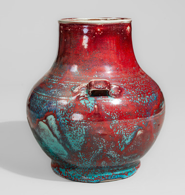 Large-Sized JUGTOWN WARE (Moore County, North Carolina) Art Pottery Vase w/ Chinese Blue Glaze