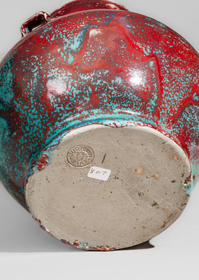 Large-Sized JUGTOWN WARE (Moore County, North Carolina) Art Pottery Vase w/ Chinese Blue Glaze