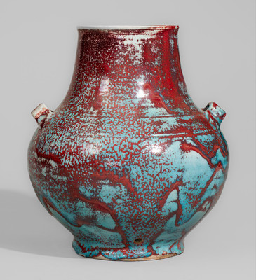 Large-Sized JUGTOWN WARE (Moore County, NC) Art Pottery Vase w/ Chinese Blue Glaze, c1930