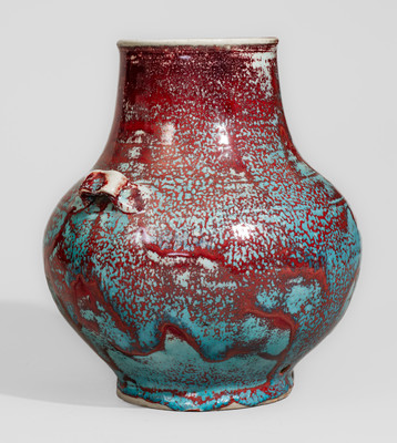 Large-Sized JUGTOWN WARE (Moore County, NC) Art Pottery Vase w/ Chinese Blue Glaze, c1930