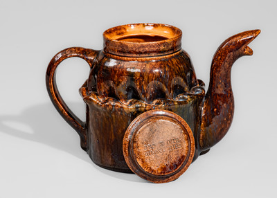 Fine George Ohr Pottery Lidded Teapot: "GEO E OHR, / BILOXI, MISS."