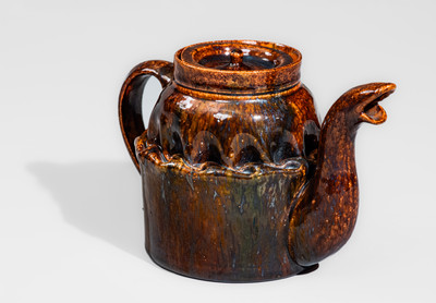 Fine George Ohr Pottery Lidded Teapot: "GEO E OHR, / BILOXI, MISS."