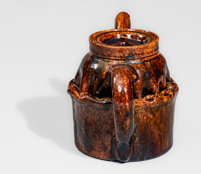 Fine George Ohr Pottery Lidded Teapot: "GEO E OHR, / BILOXI, MISS."