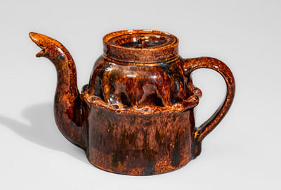 Fine George Ohr Pottery Lidded Teapot: "GEO E OHR, / BILOXI, MISS."