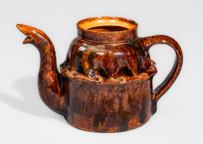 Fine George Ohr Pottery Lidded Teapot: "GEO E OHR, / BILOXI, MISS."