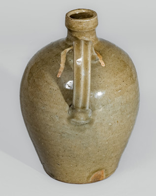 Extremely Rare Small-Sized attrib. Thos Chandler, Edgefield District, SC Stoneware Jug w/ Kaolin Slip Floral Decoration