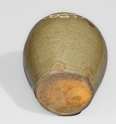 Extremely Rare Small-Sized attrib. Thos Chandler, Edgefield District, SC Stoneware Jug w/ Kaolin Slip Floral Decoration