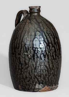 Very Rare S. C. DICKSON, Greenville County, SC Alkaline-Glazed Stoneware Jug