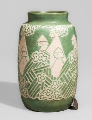 Rare Overbeck Pottery Wizard Vase, Cambridge City, Indiana, circa 1920