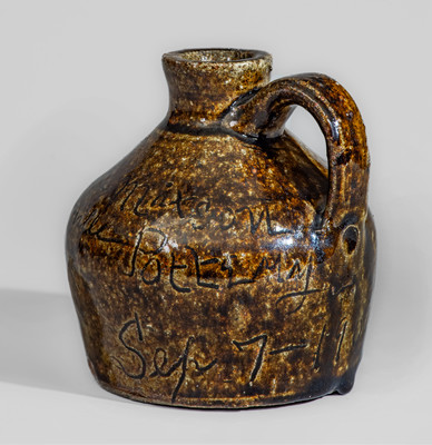 Extremely Rare "Weaverville Pottery / Sep 7- 1904," Buncombe County, NC Small-Sized Stoneware Presentation Jug