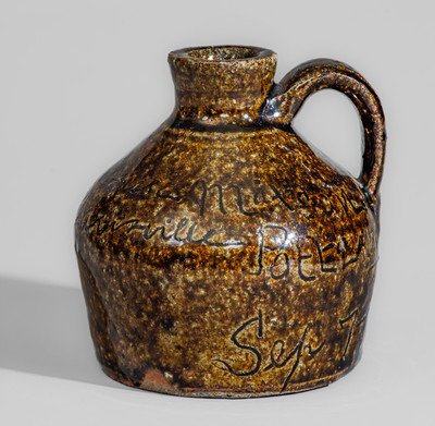 Extremely Rare "Weaverville Pottery / Sep 7- 1904," Buncombe County, NC Small-Sized Stoneware Presentation Jug