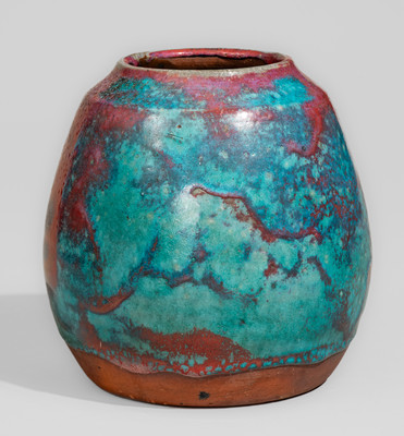 JUGTOWN WARE (Moore County, North Carolina) Art Pottery Vase w/ Chinese Blue Glaze
