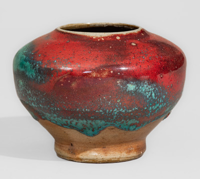 JUGTOWN WARE (Moore County, NC) Art Pottery Vase w/ Chinese Blue Glaze, circa 1930