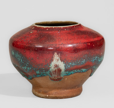 JUGTOWN WARE (Moore County, NC) Art Pottery Vase w/ Chinese Blue Glaze, circa 1930
