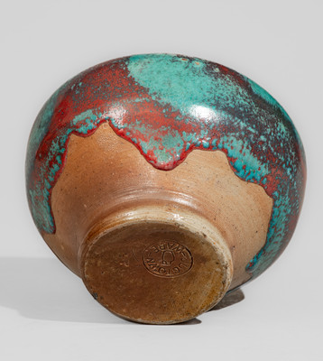 JUGTOWN WARE (Moore County, NC) Art Pottery Vase w/ Chinese Blue Glaze, circa 1930