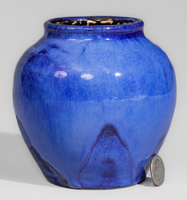 Blue-Glazed OLB (Oscar Louis Bachelder, Omar Khayyam Pottery) Luther, NC Art Pottery Vase, c1920s-30s