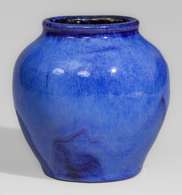 Blue-Glazed OLB (Oscar Louis Bachelder, Omar Khayyam Pottery) Luther, NC Art Pottery Vase, c1920s-30s