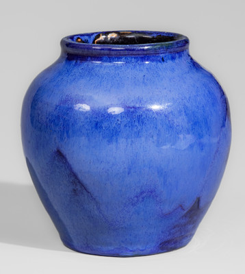 Blue-Glazed OLB (Oscar Louis Bachelder, Omar Khayyam Pottery) Luther, NC Art Pottery Vase, c1920s-30s