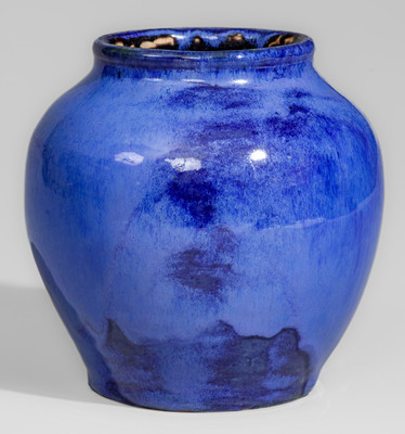 Blue-Glazed OLB (Oscar Louis Bachelder, Omar Khayyam Pottery) Luther, NC Art Pottery Vase, c1920s-30s