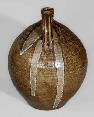 Alkaline-Glazed Lincoln County, NC Stoneware Jug w/ Glass Runs, c1840-60