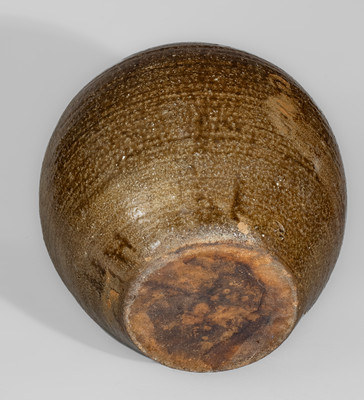 Alkaline-Glazed Lincoln County, NC Stoneware Jug w/ Glass Runs, c1840-60