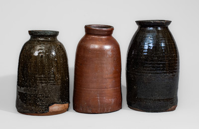 Three Upstate SC Stoneware Canning Jars, late 19th or early 20th century