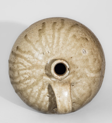 Alkaline-Glazed Stoneware Jug Stamped A, attrib. Pottersville Stoneware Manufactory, Edgefield Dist, SC, 1820s / 30s