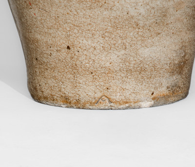 Alkaline-Glazed Stoneware Jug Stamped A, attrib. Pottersville Stoneware Manufactory, Edgefield Dist, SC, 1820s / 30s