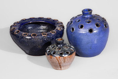 Three North Carolina Stoneware Flower Frogs, NC origin, second quarter 20th century