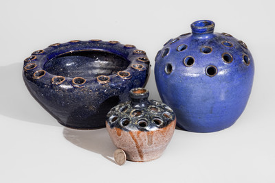 Three North Carolina Stoneware Flower Frogs, NC origin, second quarter 20th century