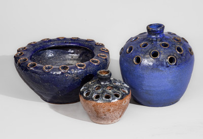 Three North Carolina Stoneware Flower Frogs, NC origin, second quarter 20th century