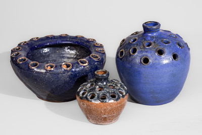 Three North Carolina Stoneware Flower Frogs, NC origin, second quarter 20th century