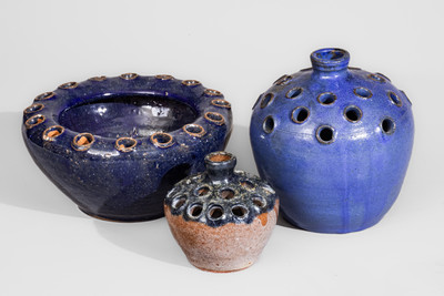 Three North Carolina Stoneware Flower Frogs, NC origin, second quarter 20th century