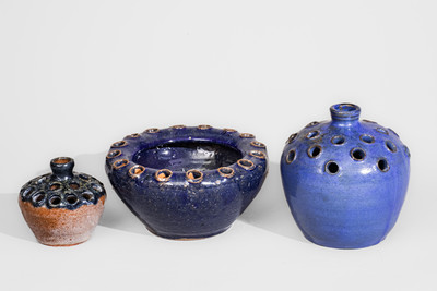 Three North Carolina Stoneware Flower Frogs, NC origin, second quarter 20th century